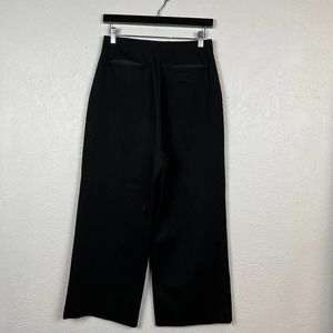 Roucha Elastic Waist Wide Leg Crop Pant Trouser Black - S